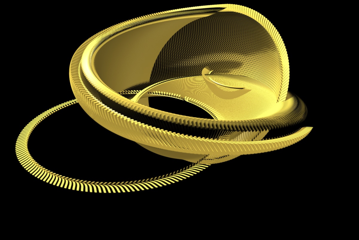 a golden object with a black background