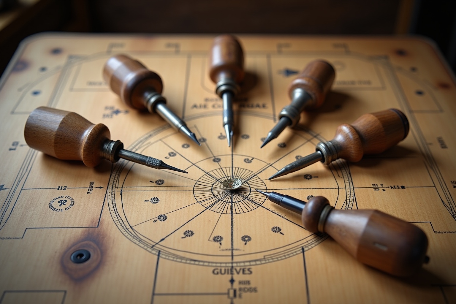 Outils de dessin et de conception sur un plan technique.