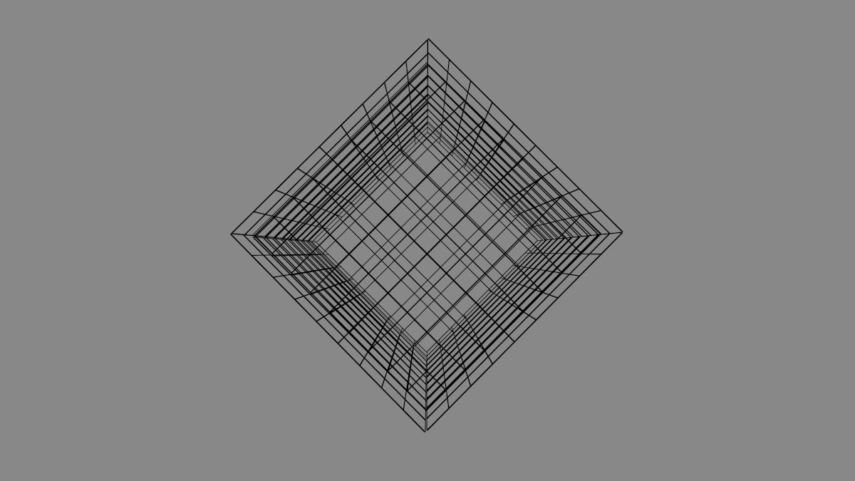 Motif géométrique tridimensionnel en forme de losange.